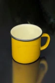 Nishev.com Evini Sev İtalyan Emaye Kupa 450 Ml Emaye Bardak Kampçı Kupası – Sarı - 1