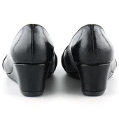 Erkan Saçmacı Colel Siyah Rugan Metal Detaylı Yuvarlak Burun Dolgu Topuklu Günlük Ayakkabı - 4