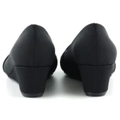 Erkan Saçmacı Colel Siyah Krep Metal Detaylı Yuvarlak Burun Dolgu Topuklu Günlük Ayakkabı - 4