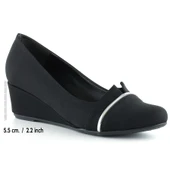 Erkan Saçmacı Colel Siyah Krep Metal Detaylı Yuvarlak Burun Dolgu Topuklu Günlük Ayakkabı - 2