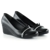 Erkan Saçmacı Colel Siyah Rugan Metal Detaylı Yuvarlak Burun Dolgu Topuklu Günlük Ayakkabı - 3