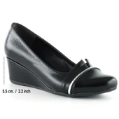 Erkan Saçmacı Colel Siyah Rugan Metal Detaylı Yuvarlak Burun Dolgu Topuklu Günlük Ayakkabı - 2