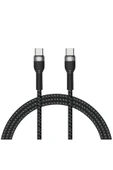 Type-c To Data Hızlı Şarj Kablosu 100 Wat Hasır Usb Iki Ucu Type C Kablo 1 Metre Bağlantı Kablosu thumbnail 1