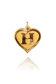 0.25 Gram 14 Ayar H Harfi Kalp Kolye Ucu - 1