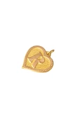 0.25 Gram 14 Ayar R Harfi Kalp Kolye Ucu - 2