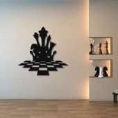 ANSAC METAL Satranç Duvar Dekoru 67x64cm Siyah thumbnail 1