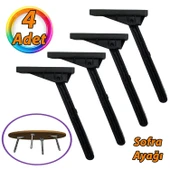 4 Adet Katlanabilir Siyah Yer Sofra Ayağı Katlanır Yer Sofrası Sini Altı Plastik Ayak 22 Cm - 1