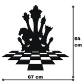 ANSAC METAL Satranç Duvar Dekoru 67x64cm Siyah thumbnail 5