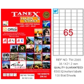 Tanex Laser Etiket 100 YP 38.1x21.2 Laser-Copy-Inkjet TW-2065 - 1