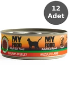 MY FOOD 12 ADET JÖLELİ PARÇA ETLİ YETİŞKİN KEDİ YAŞ MAMASI KUZULU 100 GRAM - 2