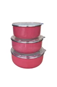 Nishev.com Evini Sev İtalyan 3’lü Emaye Yemek Saklama Kabı Seti 14/16/18 cm – Kırmızı - 1