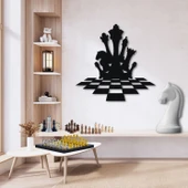 ANSAC METAL Satranç Duvar Dekoru 67x64cm Siyah thumbnail 2