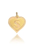 0.25 Gram 14 Ayar S Harfi Kalp Kolye Ucu - 1
