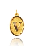 0.25 Gram 14 Ayar Altın V Harf Kolye ucu - 1