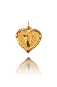 0.25 Gram 14 Ayar V Harfi Kalp Kolye Ucu - 1