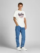 Jack Jones Erkek Jjelogo Bisiklet Yaka Beyaz Tişört 12199474 - 7