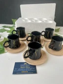 Arsim Home Ahşap tabaklı 6 Kişilik Siyah Fincan Takımı - 2