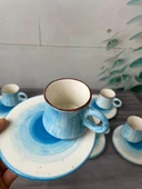 Arsim Home  Mavi 6 Kişilik Desenli Fincan Takımı - 1