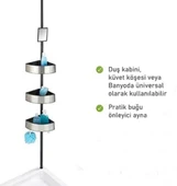 Wenko Premium Köşe Teleskopik Banyo Rafı Siyah Aynalı - 9