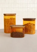 The Mia Akasya Dikdörtgen Cam Kavanoz Amber 900 ml - 3