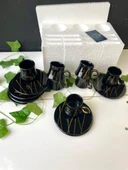 Arsim Home Siyah Yuvarlak Sunum Tabaklı 6 Kişilik Fincan Takımı - 1