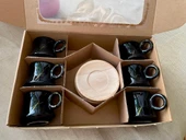 Arsim Home Ahşap tabaklı 6 Kişilik Siyah Fincan Takımı - 1