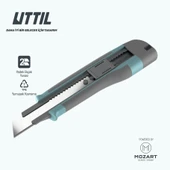 UTTIL NMUK09 1+1 Yedekli Geliştirilmiş Ergonomi 18 mm Kaymaz Gövde Tutuşlu Maket Bıçağı - 2