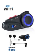 1000 Mt 2K Kameralı Wifi Intrcom FM Radyolu Anti Titreşim Kask Kulaklık Su Geçirmez 6 Eş Profesyonel - 1