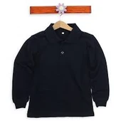 siyah uzun Kol Okul Tişört/T-Shirt polo yaka pamuklu ürün - 1