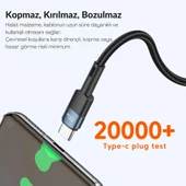 Essager 1 Metre PD 100W QC4.0 Süper Hızlı Type C To Type C Şarj Data Kablosu, Akım,Isı, Batarya Korumalı - 5
