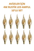 Rustik Led Avizeler Için Ince Duylu Ampul 4w Amber Renk 10'lu Set Amber Renk - 1