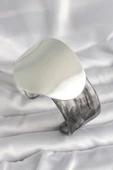 Siyah Mermer Desen Akrilik Pilastik Gümüş Plaka Model Vintage Kadın Bilezik - TJ-BB6669 - 1