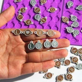 Silikon Epoksi Bileklik Kolye Tespih Harf Pulu Kalıbı Tek Delikli 9636 - 6