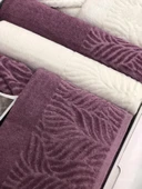 Royam Yanar Home Pamuklu Jakarlı 8 Parça Aile Bornoz Seti Takımı - 4