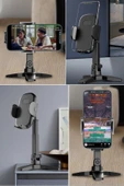 BUFFER® Masaüstü Telefon Standı 360 Derece Dönebilen Başlıklı Ayaklı Telefon Tripodu - 7