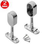 Oval Ayaklı Flanş Dolap İçi Halka Gardrop Elbise Askı Flanşı Boru Tutucu Aparatı -2 Adet - 1