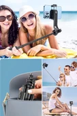 BUFFER® Fotoğraf Makinası ve Telefon Takılabilen 2si 1 Arada 2.2m Uzayan Selfie Çubuğu Kumandalı Tripod - 7