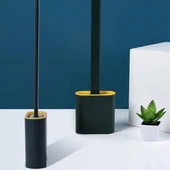 BUFFER® Duvara Monte Edilebilir Kapaklı Askılı Klozet Yumuşak Silikon Başlıklı Tuvalet Fırçası Seti - 2
