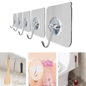 BUFFER® Süper Güçlü Yapışkanlı Suya Dayanıklı Şeffaf Askı 5li Set Yeniden Kullanılabilir Kancalar - 1