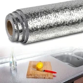 Rulo Gümüş Alüminyum Folyo Duvar Kağıdı, Kendinden Yapışkanlı Raf İçi, Su Geçirmez Folyo  2 mt x 60 cm - 9