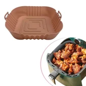 Renkli Isıya Dayanıklı Yıkanılabilir Silikon Fırın  Airfryer Kare Model Pişirme Matı 20 cm - 3