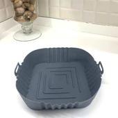 Renkli Isıya Dayanıklı Yıkanılabilir Silikon Fırın  Airfryer Kare Model Pişirme Matı 20 cm - 6