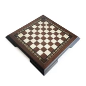 Flat Ayaklı Ahşap Satranç Tablası Küçük Ceviz 35x35cm - 4