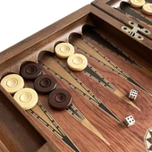 Genius El Oyması Ahşap Tavla Seti Gül - 5