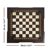 Flat Ayaklı Ahşap Satranç Tablası Küçük Ceviz 35x35cm - 3