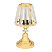 Gerçek Kristal Cam Başlık Gold Metal Gövdeli Yatak Odası Abajur Salon Lambası thumbnail 2