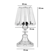 Gerçek Kristal Cam Başlık Krom Metal Gövdeli Yatak Odası Abajur Salon Lambası thumbnail 4