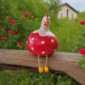 Dekoratif Su Kabağı Tavuk Biblo Kırmızı thumbnail 2