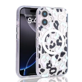 iPhone 16 Plus Kılıf Magsafe Şarj Özellikli Desenli Leopar Jago Kapak thumbnail 1