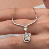 Gümüş Baget Taşlı Gerdanlık Model Kadın Kolye - 1